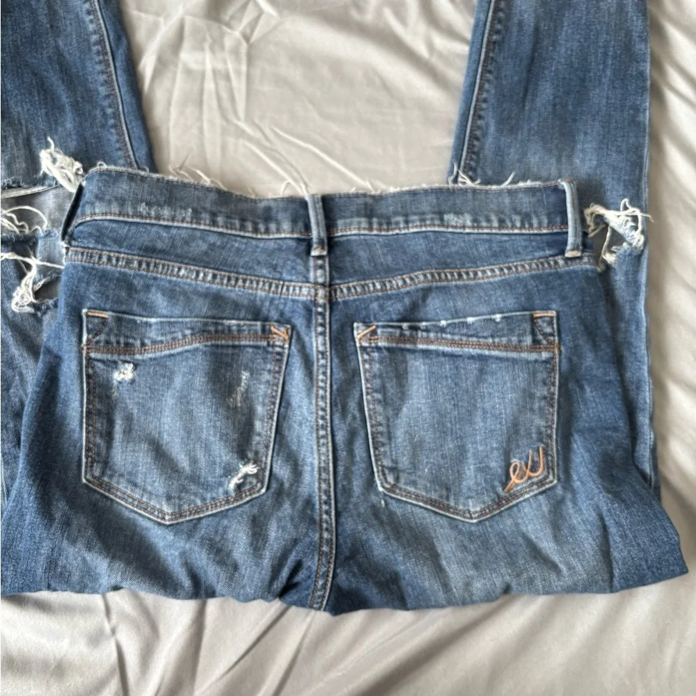 Express Distressed Blue Ankle Jeans - Picture 4 of 5